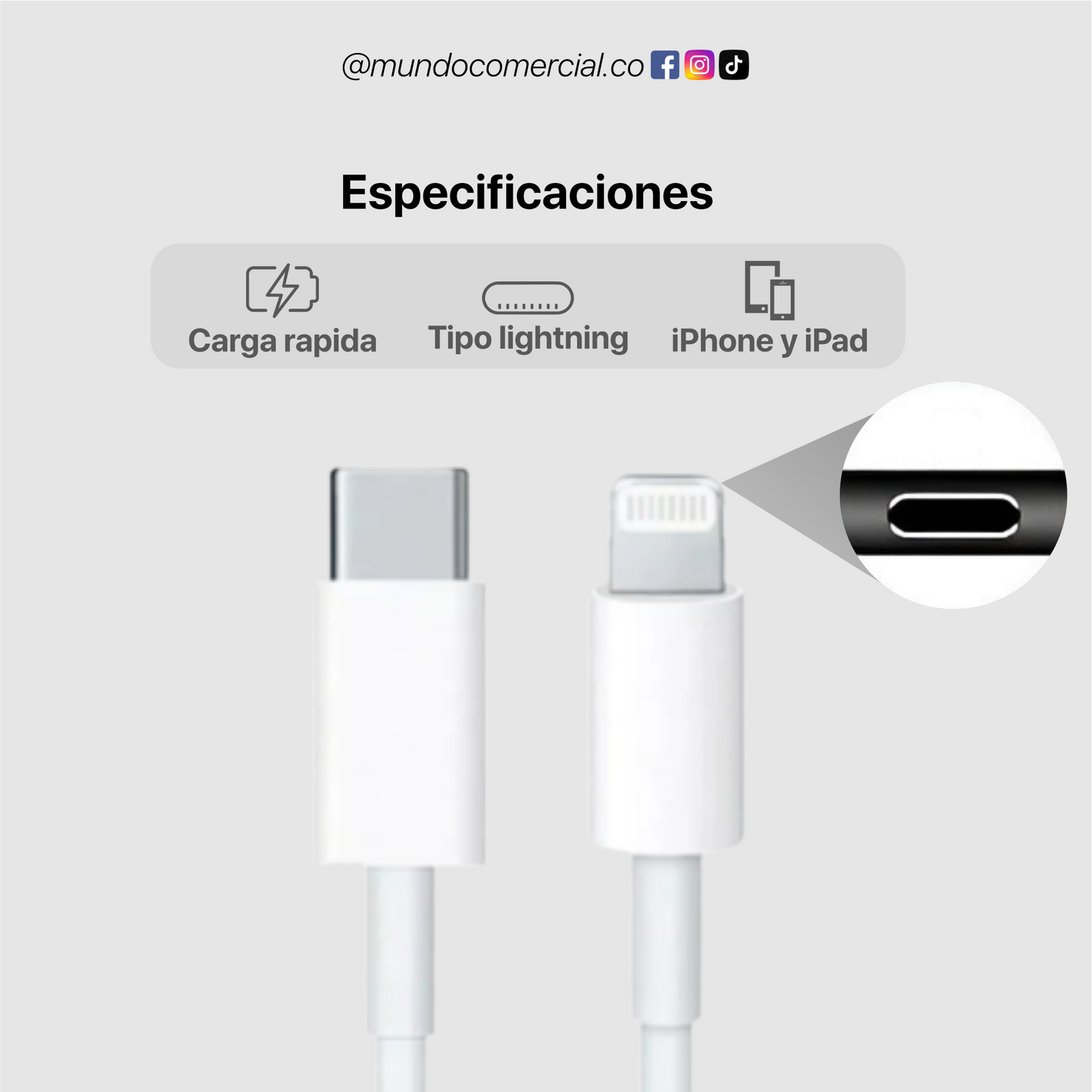 Cable Original USB-C a Lightning para Apple – Carga Rápida