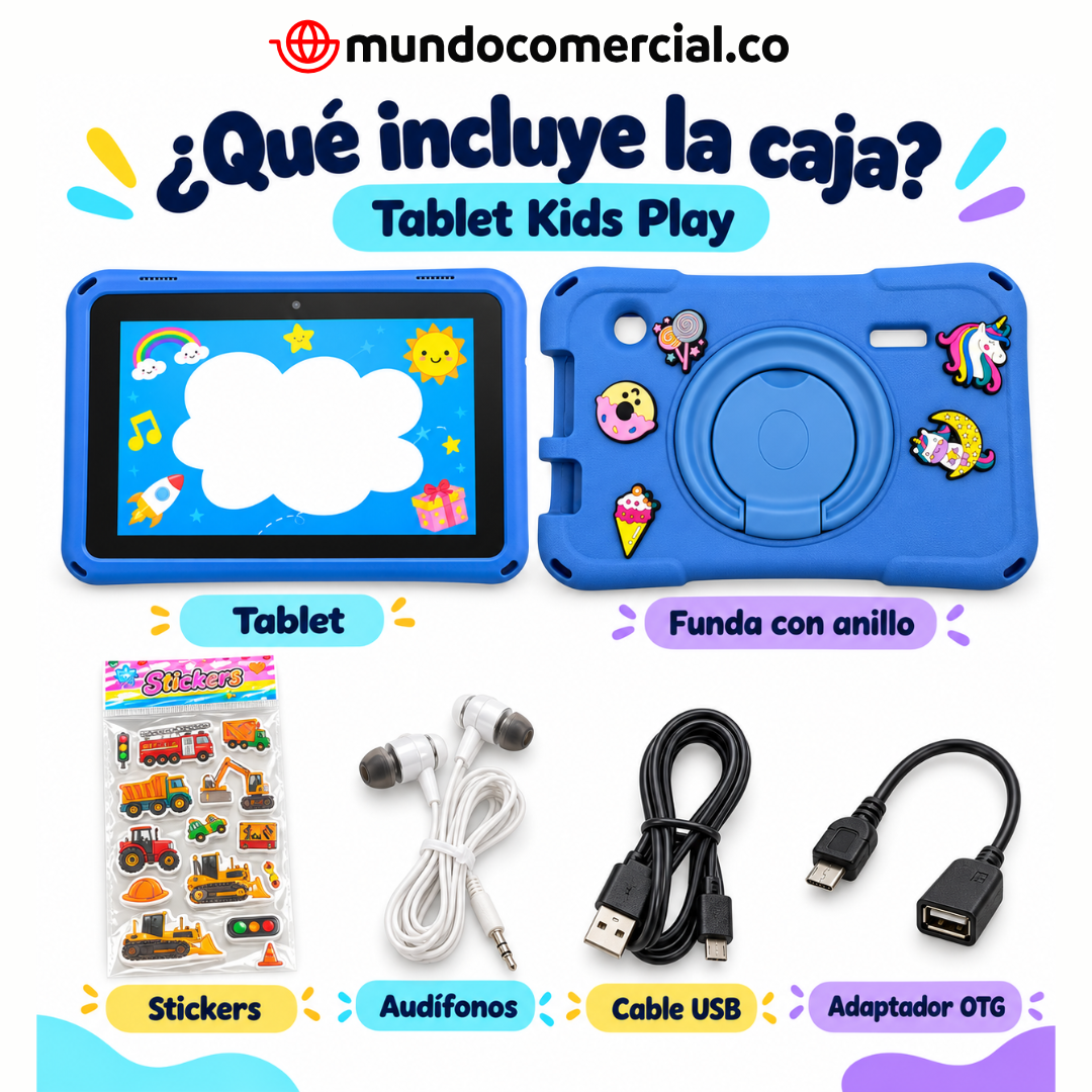 Krono Kids Play – Tablet para Niños 7" con Funda Antigolpes, Android 16, 8GB RAM y 64GB