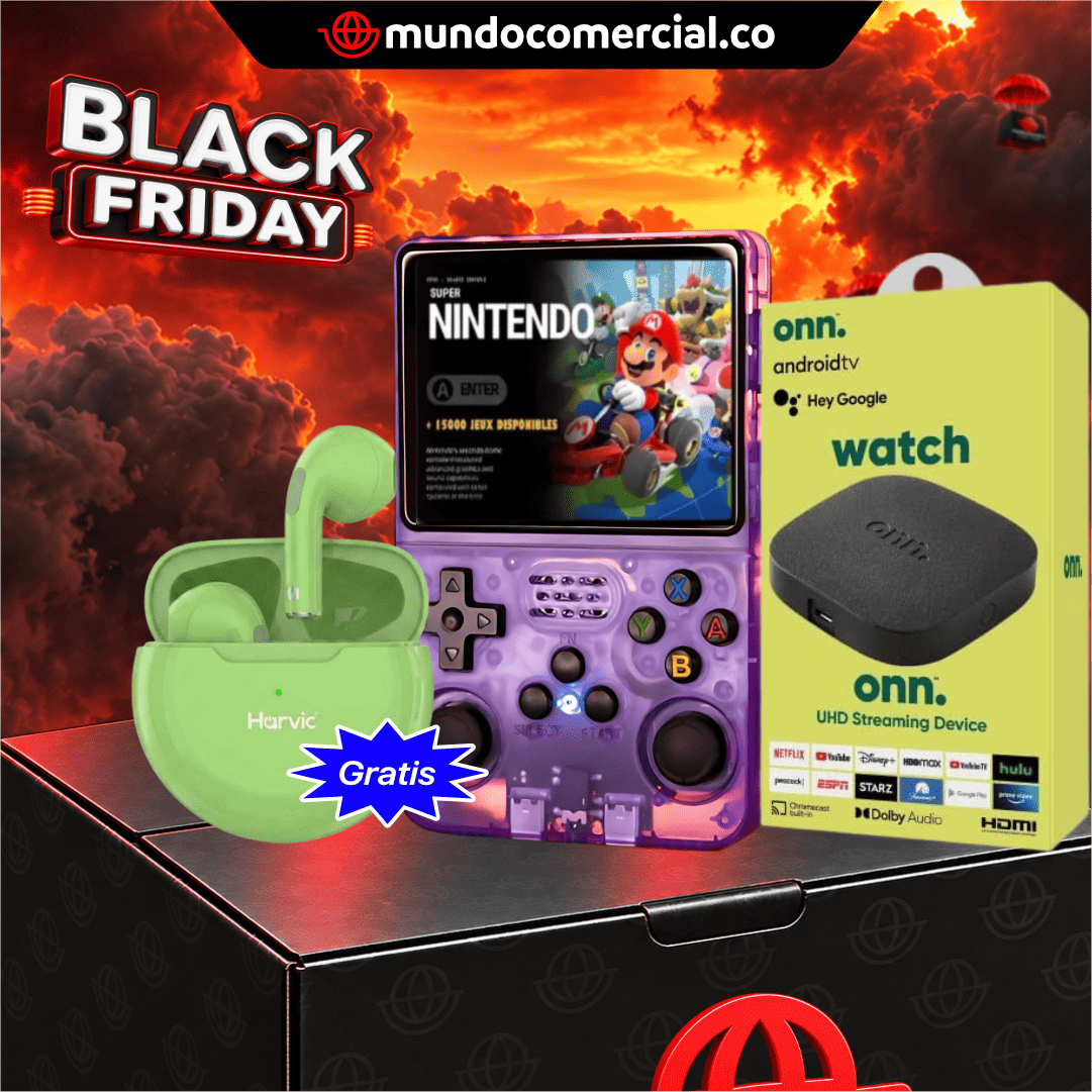 Combo Entretenimiento Portátil R36S + Streaming Watch Onn 4K + Audífonos GRATIS