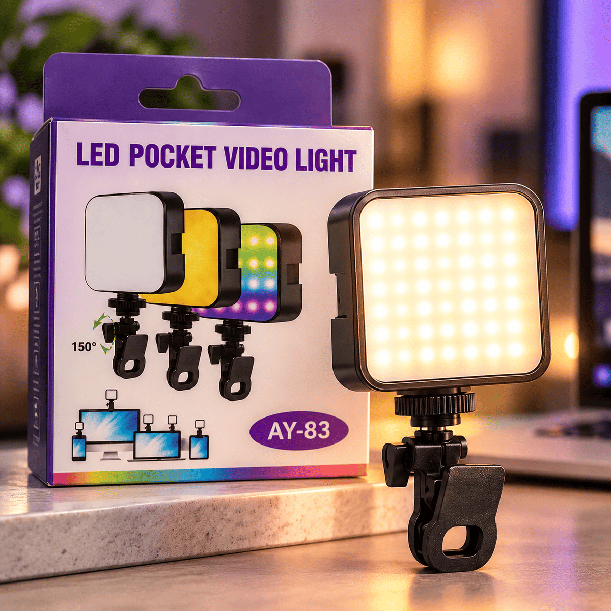Luz LED de Bolsillo para Video AY-83 | Luz RGB con Clip para Celular y Computador