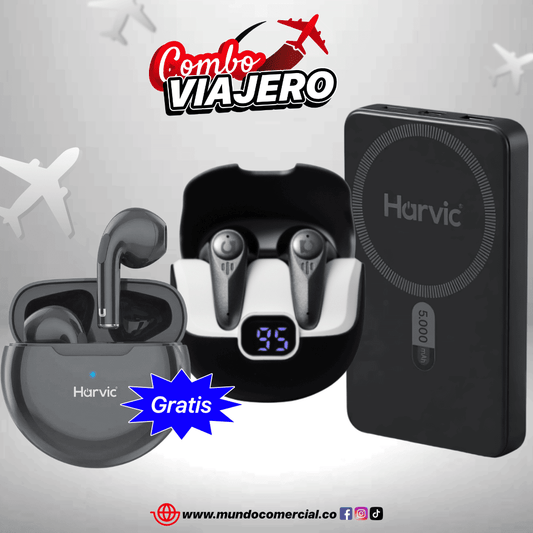 Combo Viajero | Power Bank Harvic + Audífonos Traductores