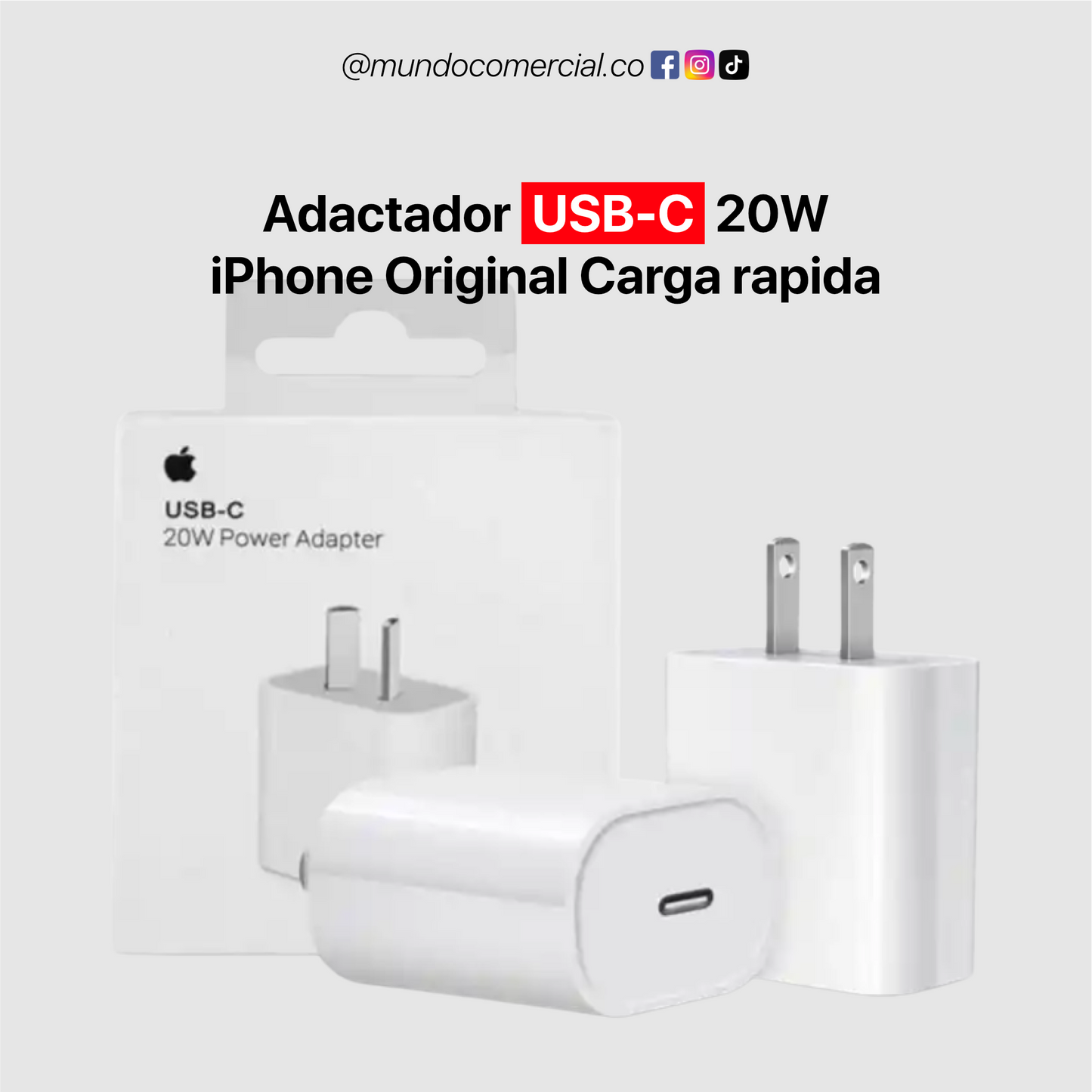 Adaptador USB-C 20W para iPhone Original | Carga Rápida Power Delivery