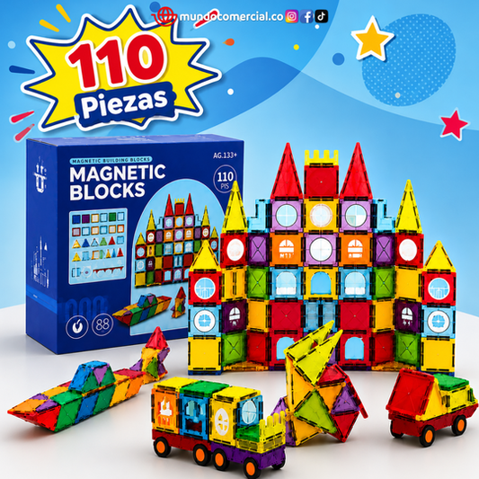 Bloques Magnéticos STEM 110 Piezas 3D – Construcción Educativa Premium