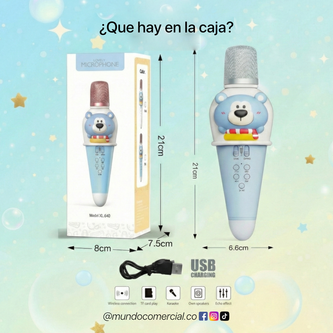 Micrófono Karaoke Inalámbrico LOVELY LED™ – El Show Empieza en Casa