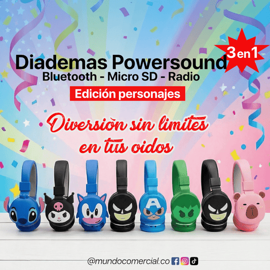 Audífonos Superheroe Bluetooth 3 en 1 Power Sound