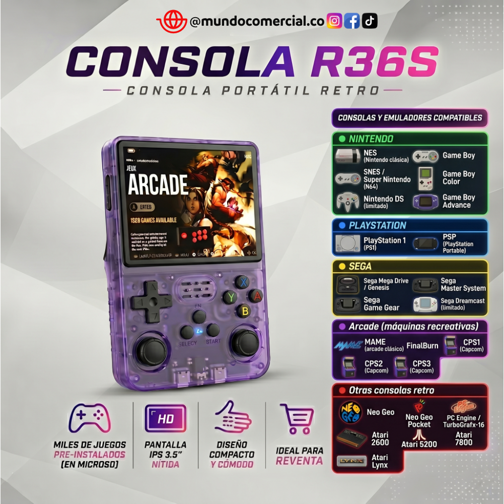 Consola de videojuegos portátil R36S, +20.000 Juegos en tu Bolsillo