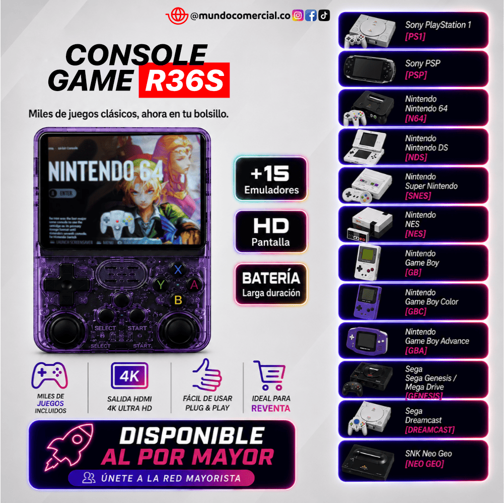 Consola de videojuegos portátil R36S, +20.000 Juegos en tu Bolsillo