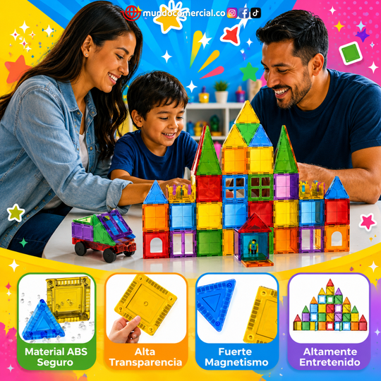 Bloques Magnéticos STEM 110 Piezas 3D – Construcción Educativa Premium
