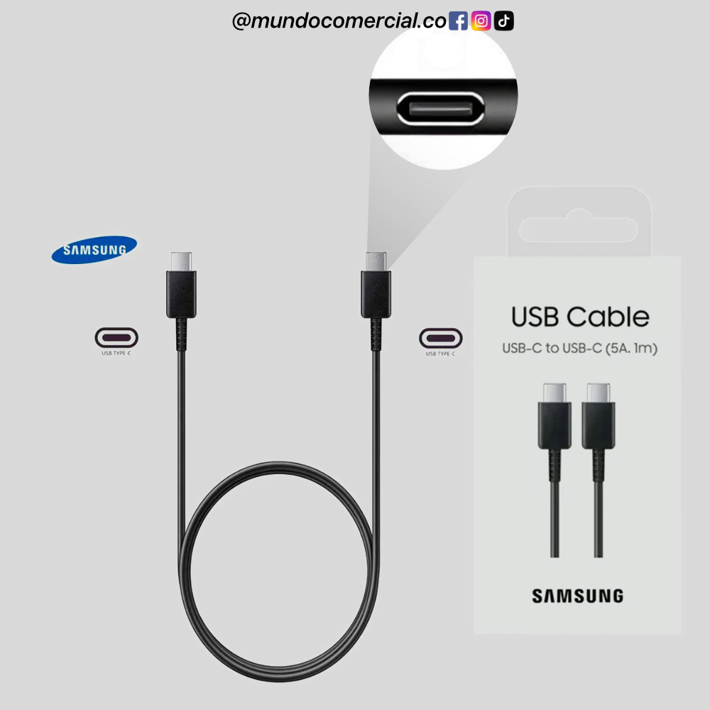 Cable Original USB-C a USB-C para Samsung – Carga Rápida PD 1 Metro