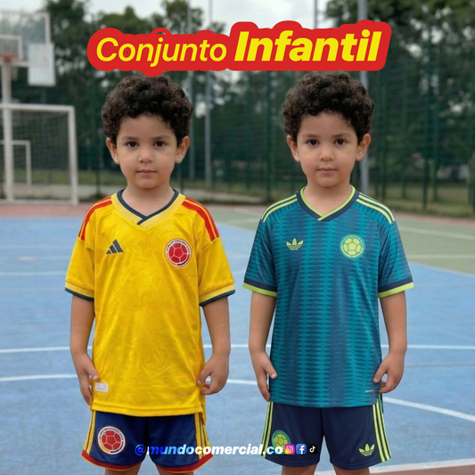 Conjunto Infantil Colombia Mundial 2026 – Kit Completo de Campeón