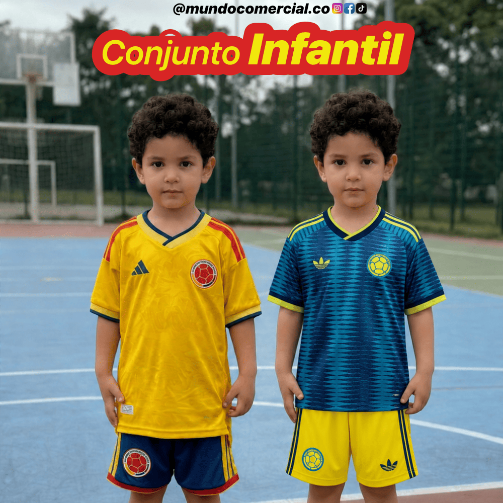 Conjunto Infantil Colombia Mundial 2026 – Kit Completo de Campeón