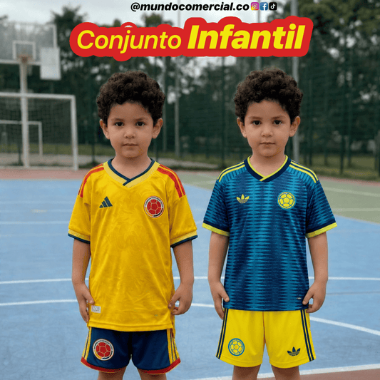 Conjunto Infantil Colombia Mundial 2026 – Kit Completo de Campeón