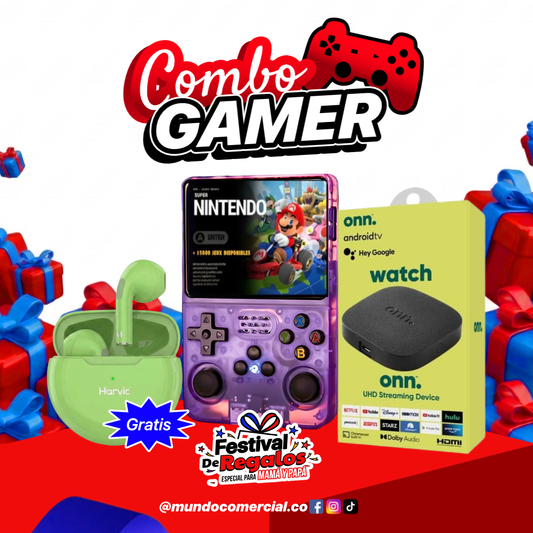 Combo para Papá Gamer | Game Console Portátil R36S + Watch Onn 4K