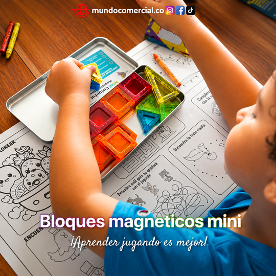 Bloques Magnéticos STEM Mini 32 Piezas – Caja Magnética para Viajes
