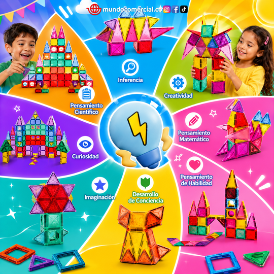 Bloques Magnéticos STEM 110 Piezas 3D – Construcción Educativa Premium