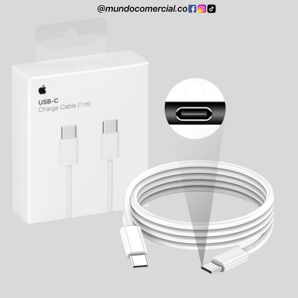 Cable Original USB-C a USB-C para Apple – Carga Rápida PD 1 Metro