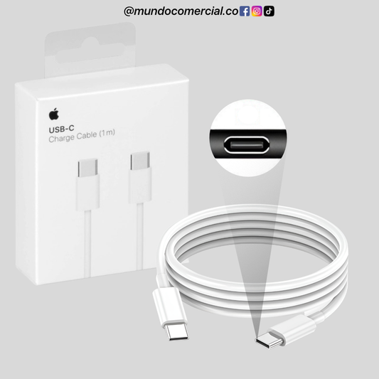 Cable Original USB-C a USB-C para Apple – Carga Rápida PD 1 Metro