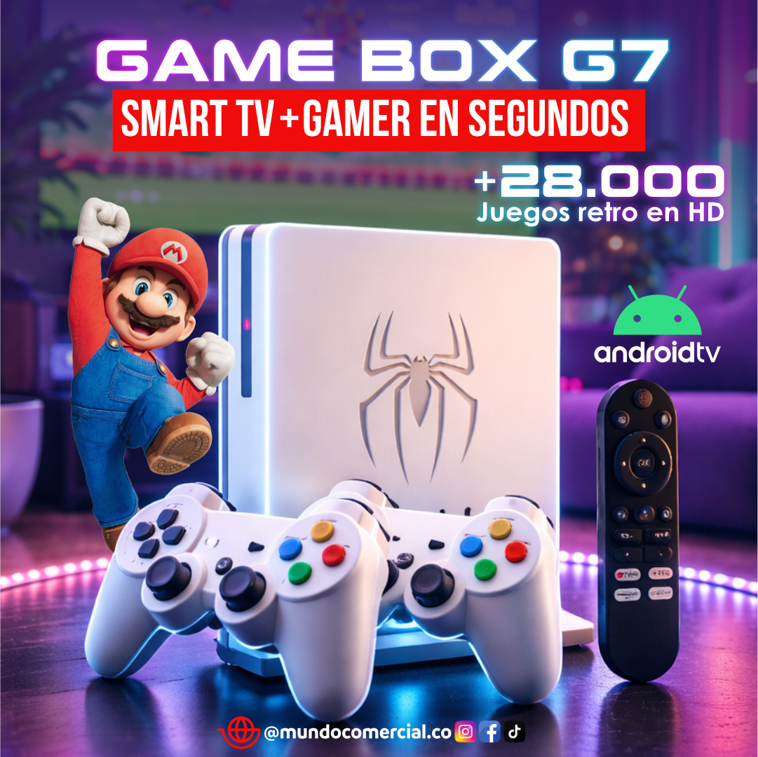 Consola Game Box G7 (Edición Araña) 2 en 1 | Smart TV + Consola Retro | Más de 28.000 Juegos Clásicos Incluidos