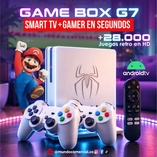 Consola Game Box G7 (Edición Araña) 2 en 1 | Smart TV + Consola Retro | Más de 28.000 Juegos Clásicos Incluidos