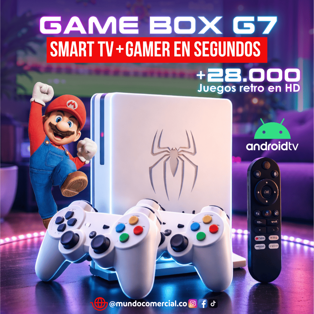 Consola TvBox G7 (Edición Araña) 2 en 1 | Smart TV + Consola Retro | Más de 28.000 Juegos Clásicos Incluidos