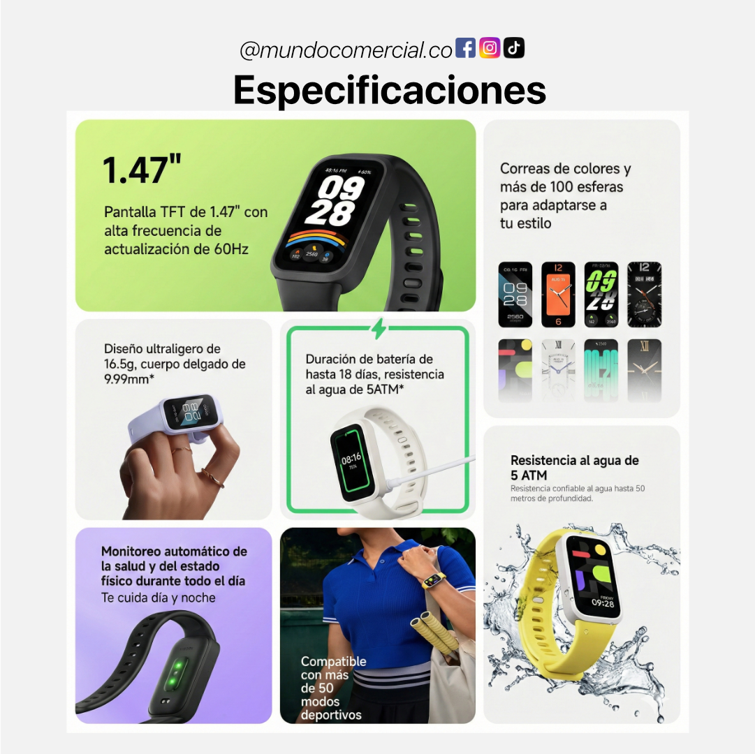 Pulsera Inteligente Xiaomi Smart Band 9 Active – AMOLED
