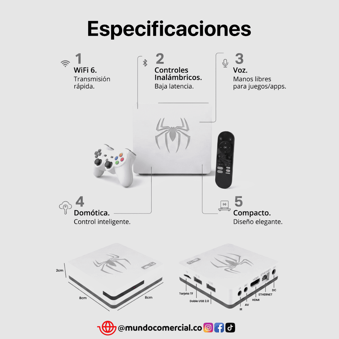 Game Box G7 (Edición Araña) Smart TV + Consola Retro | Más de 25.000 Juegos Clásicos Incluidos