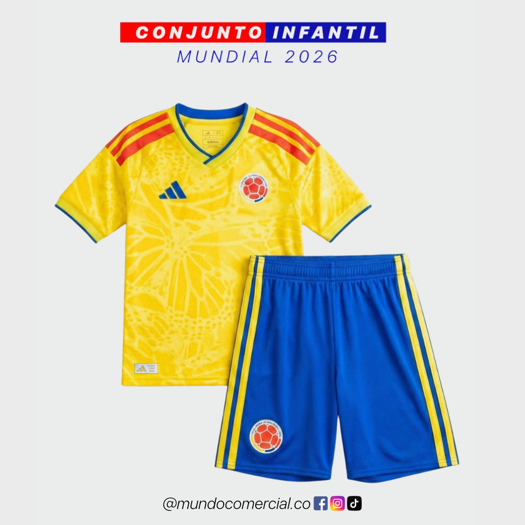Conjunto Infantil Colombia Mundial 2026 – Kit Completo de Campeón