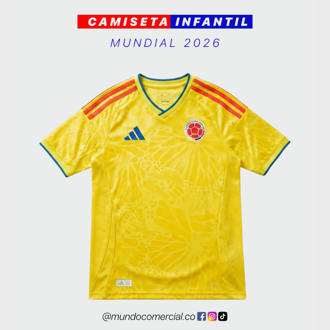 Camiseta Niño Oficial Colombia Mundial 2026 – Tipo Jugador