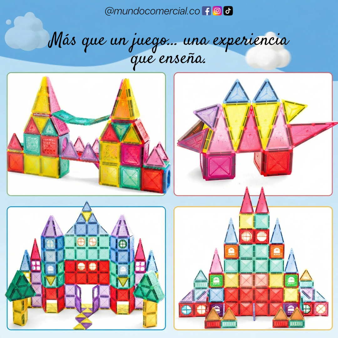 Bloques Magnéticos STEM 110 Piezas 3D – Construcción Educativa Premium