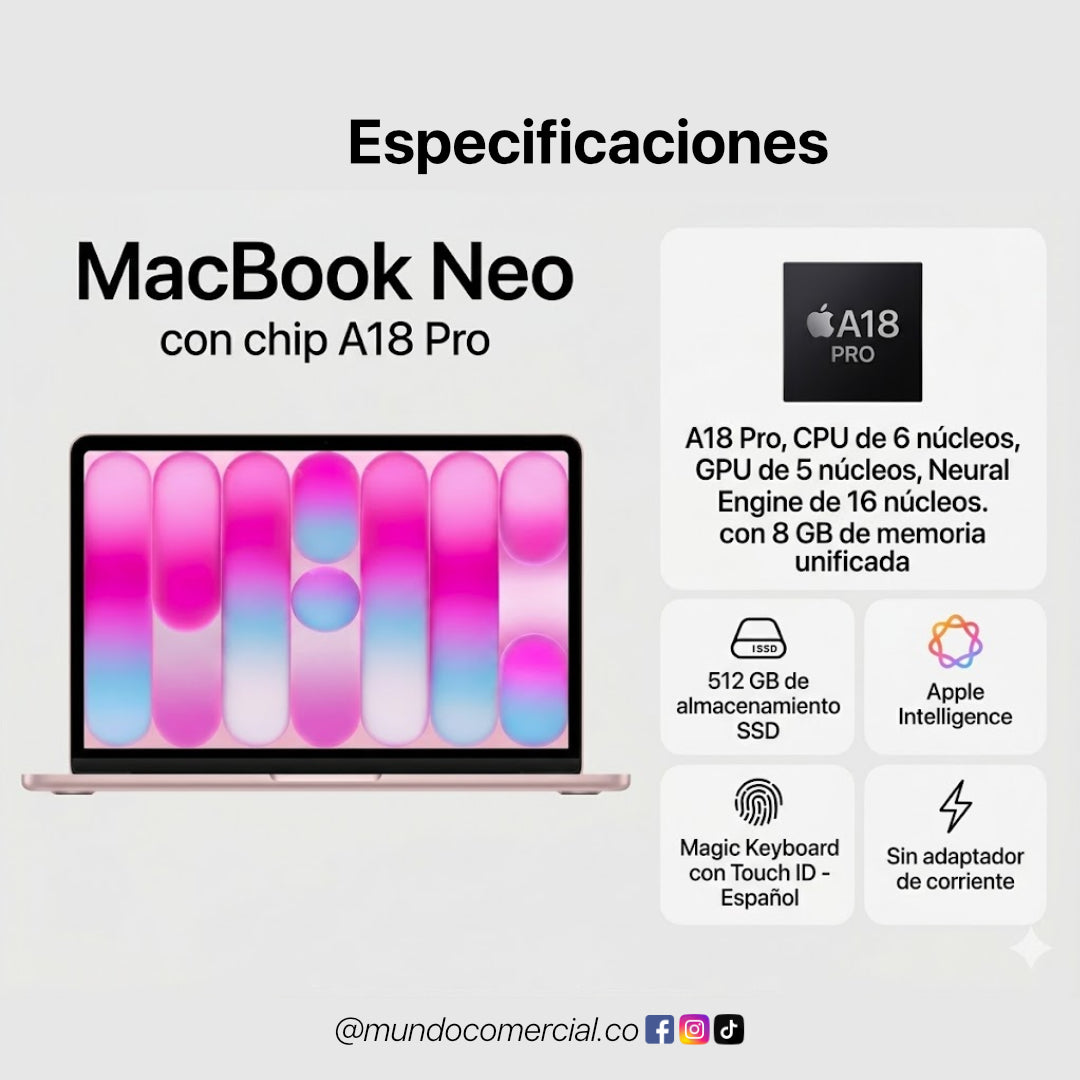 MacBook Neo Apple | Laptop para estudio, trabajo y creación de contenido en Colombia