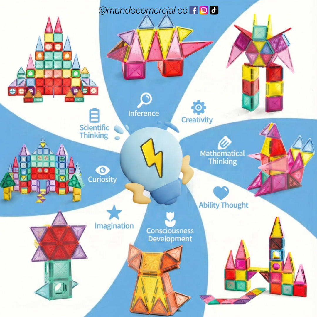 Bloques Magnéticos STEM 110 Piezas 3D – Construcción Educativa Premium