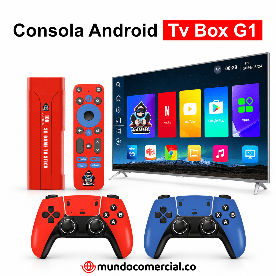 Consola Android Tv Box G1 – Game TV Stick con 2 Controles, +25.000 Juegos, Android 13 y Decodificación 8K