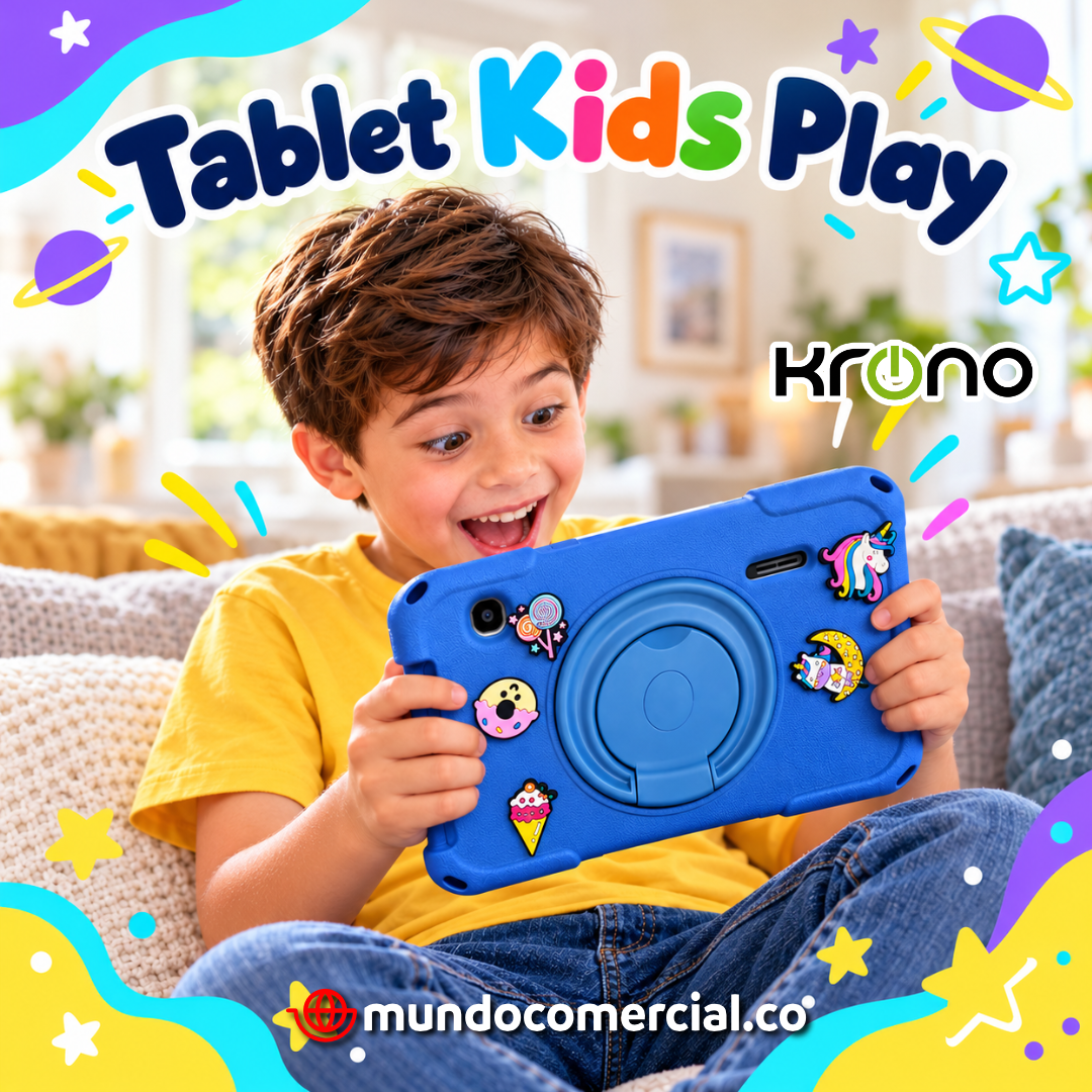 Krono Kids Play – Tablet para Niños 7" con Funda Antigolpes, Android 16, 8GB RAM y 64GB