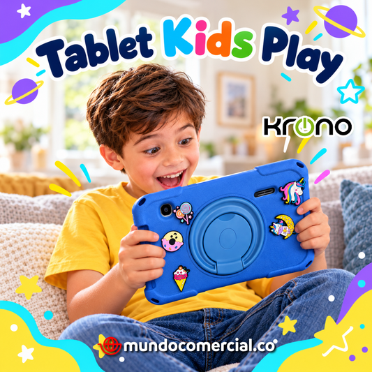 Krono Kids Play – Tablet para Niños 7" con Funda Antigolpes, Android 16, 8GB RAM y 64GB