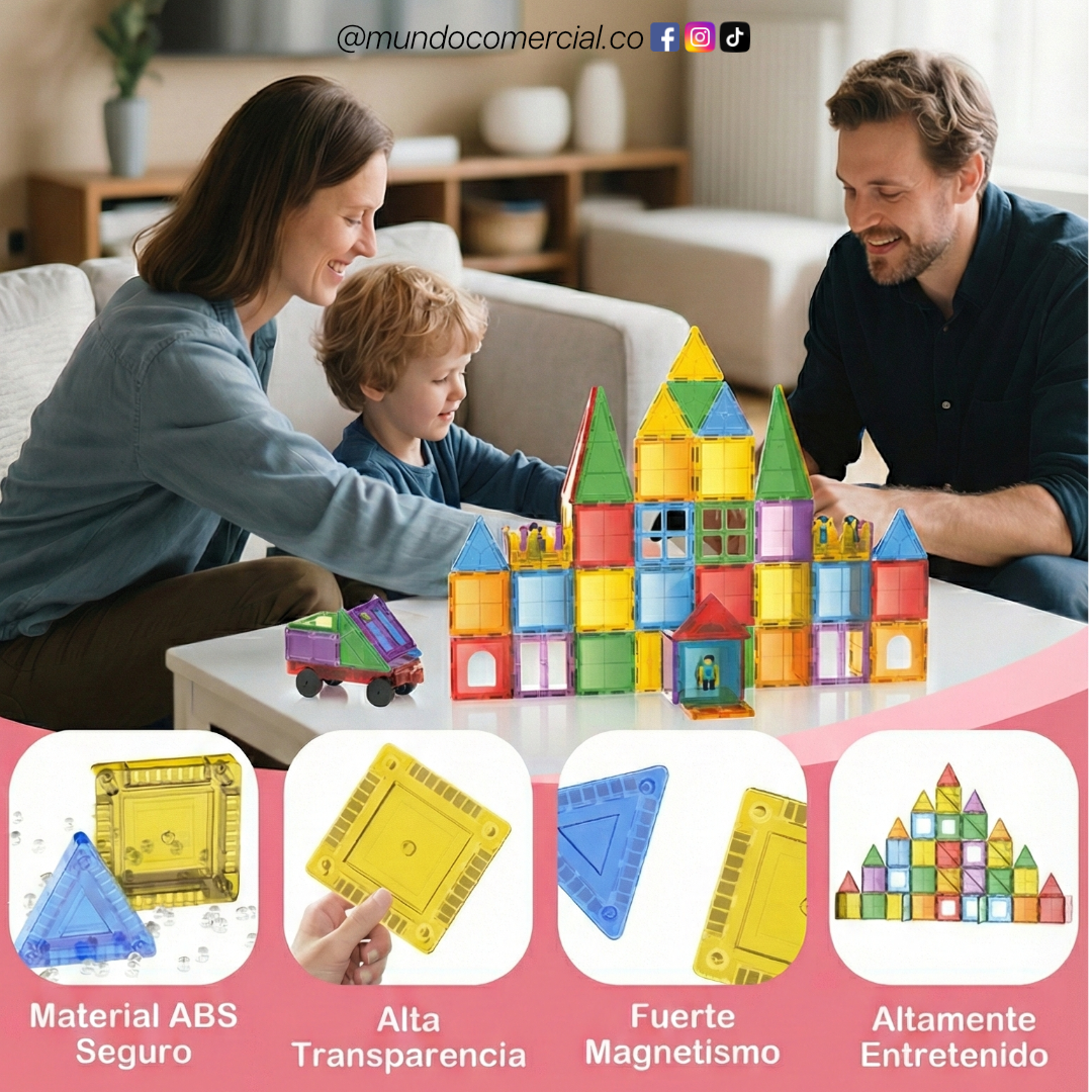 Bloques Magnéticos STEM 110 Piezas 3D – Construcción Educativa Premium