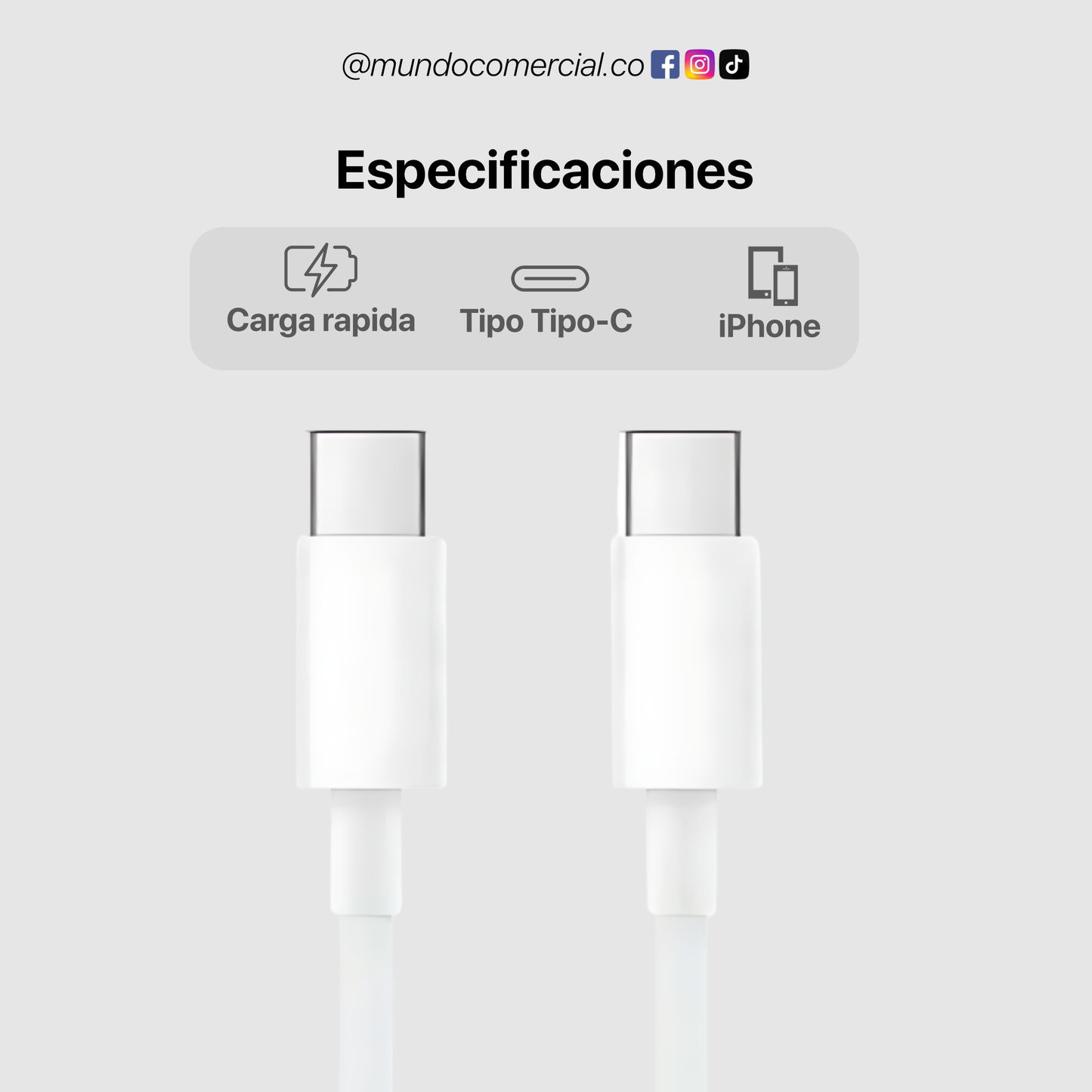 Cable Original USB-C a USB-C para Apple – Carga Rápida PD 1 Metro
