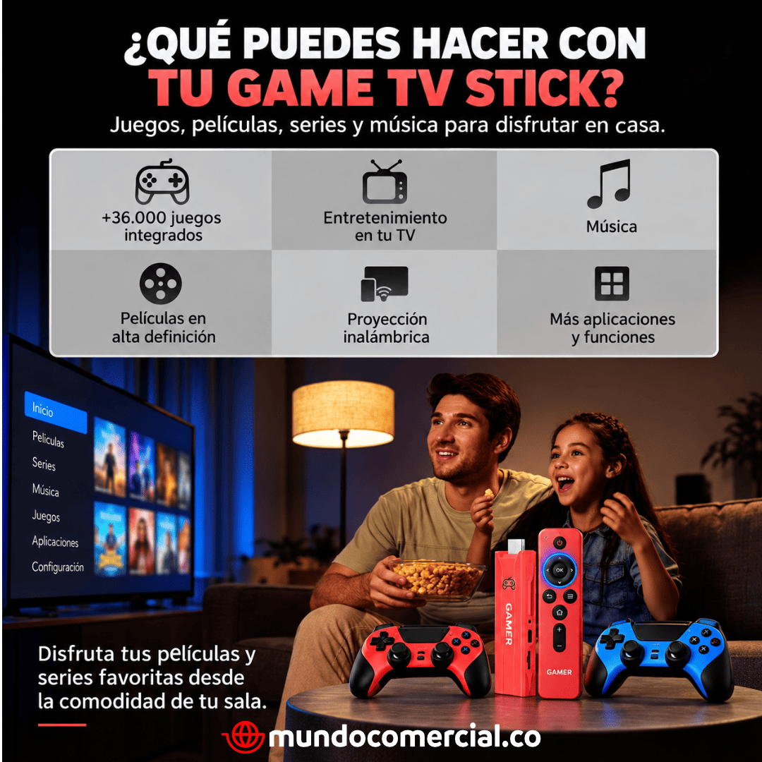 Consola Android Tv Box G1 – Game TV Stick con 2 Controles, +25.000 Juegos, Android 13 y Decodificación 8K