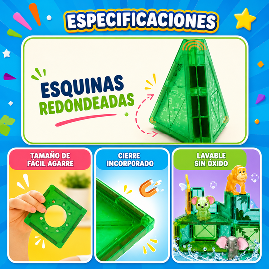 Bloques Magnéticos STEM – Serie Animales del Bosque 40 Piezas 3D