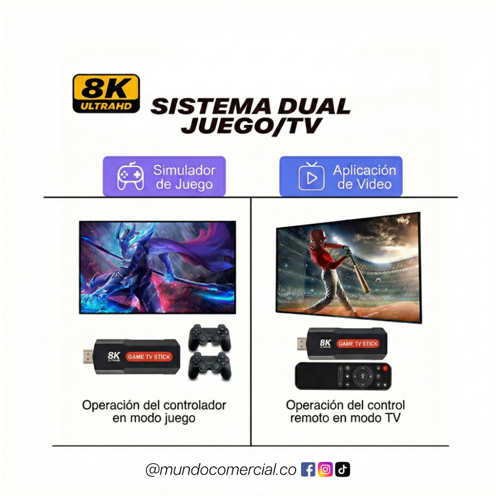 Consola Game TV Stick 8K Pro Max™ – Consola + Smart TV en un Solo Dispositivo