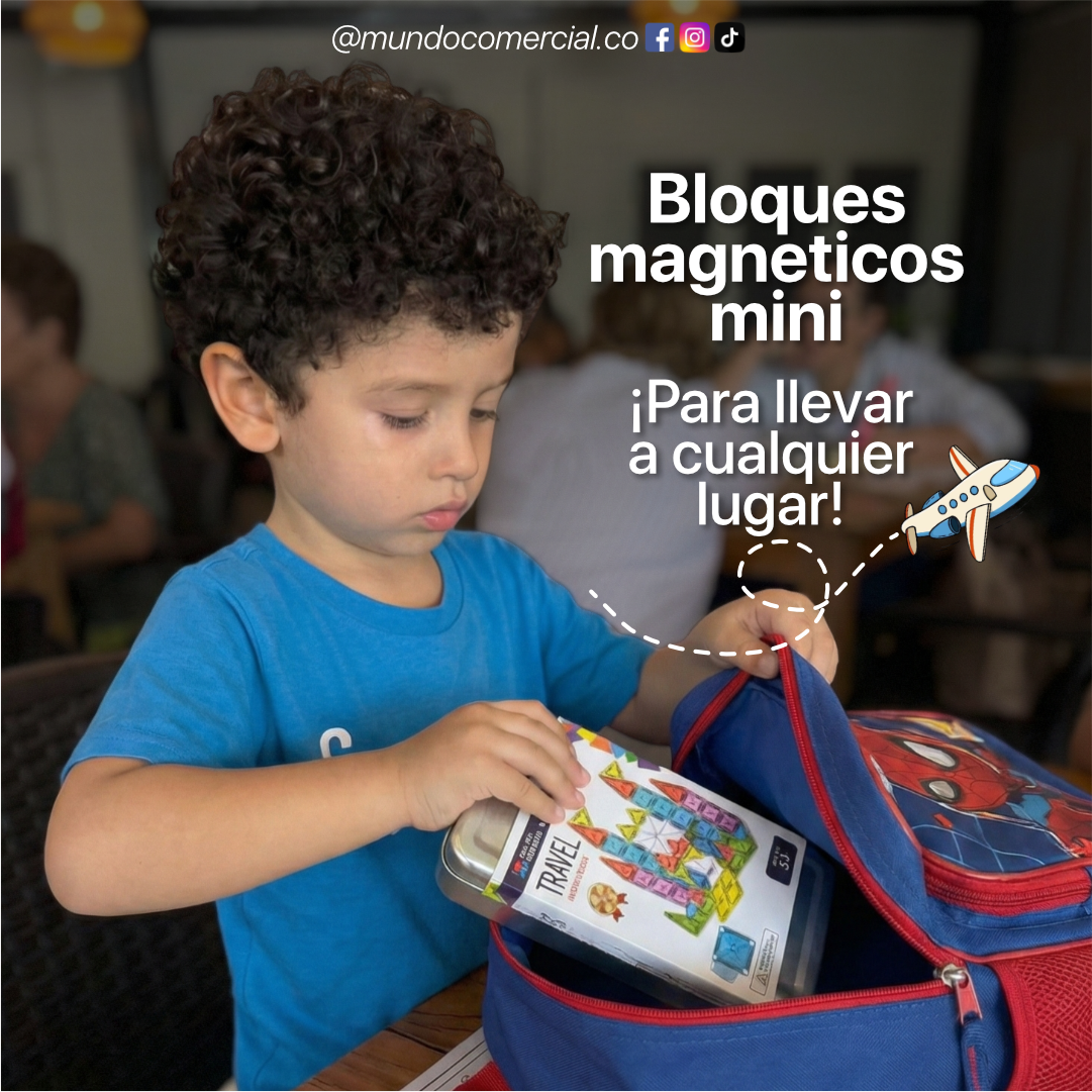 Bloques Magnéticos STEM Mini 32 Piezas – Caja Magnética para Viajes