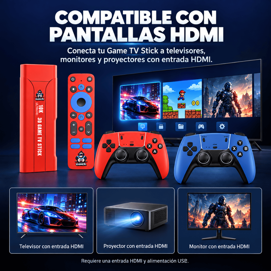 Consola Android Tv Box G1 – Game TV Stick con 2 Controles, +25.000 Juegos, Android 13 y Decodificación 8K