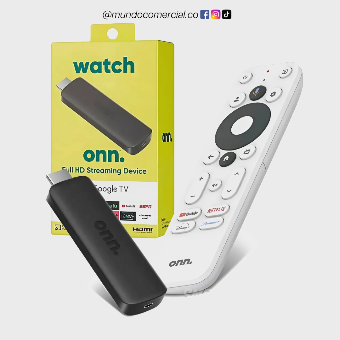 Onn Streaming Stick 2K Full HD con Google TV y Control por Voz – Negro