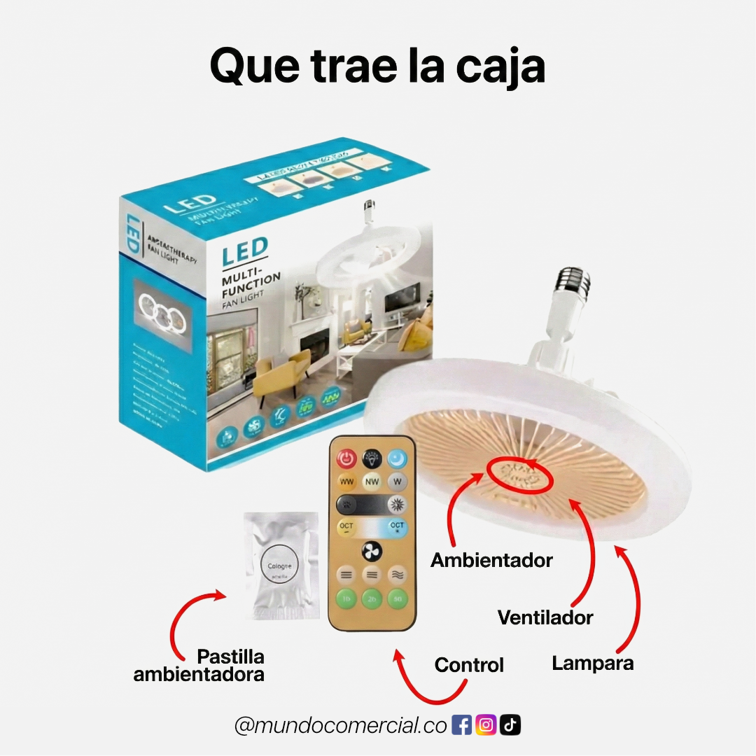 Lámpara LED Multifuncional 3 en 1 – Ventilador, Iluminación y Aromaterapia