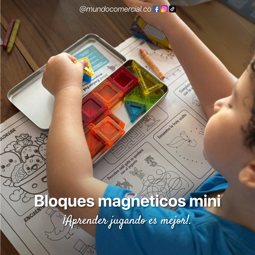 Bloques Magnéticos STEM Mini 32 Piezas – Caja Magnética para Viajes