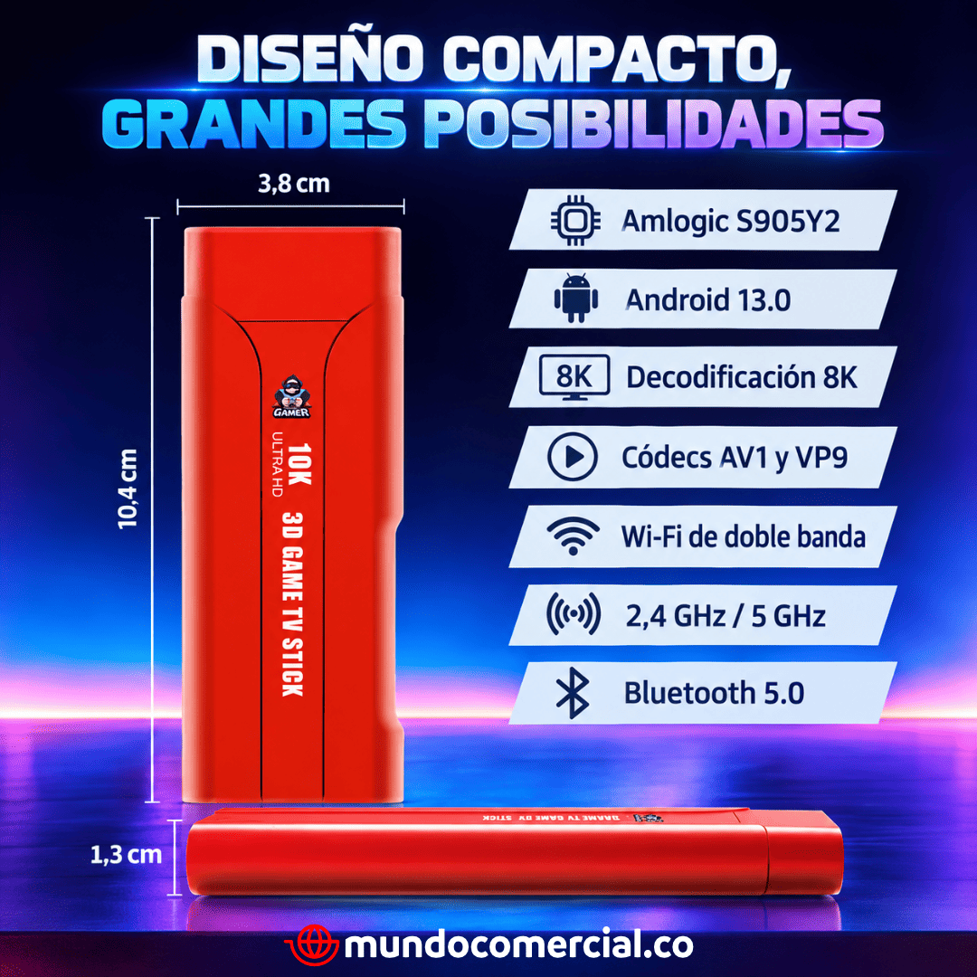 Consola Android Tv Box G1 – Game TV Stick con 2 Controles, +25.000 Juegos, Android 13 y Decodificación 8K