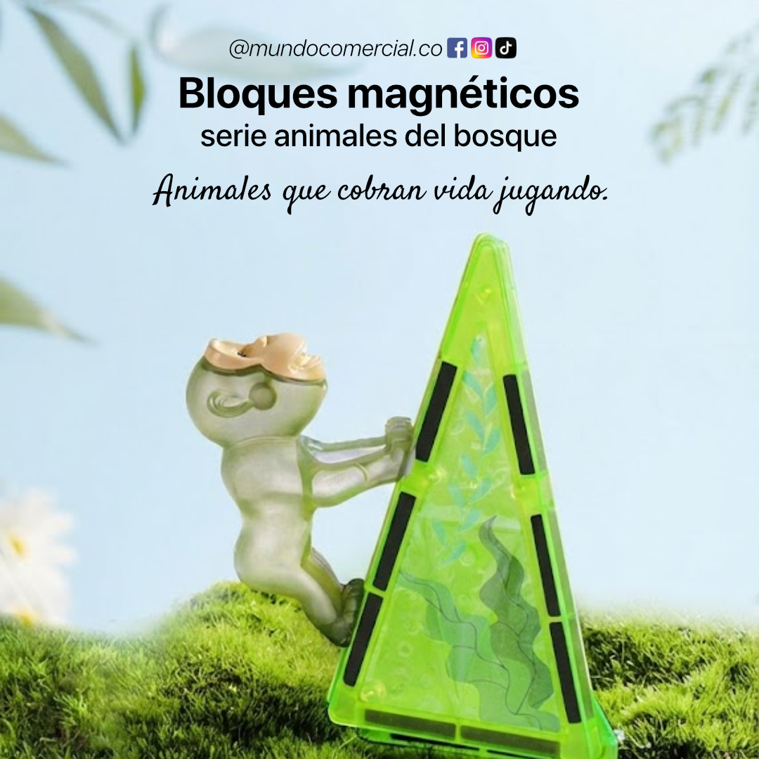 Bloques Magnéticos STEM – Serie Animales del Bosque 40 Piezas 3D