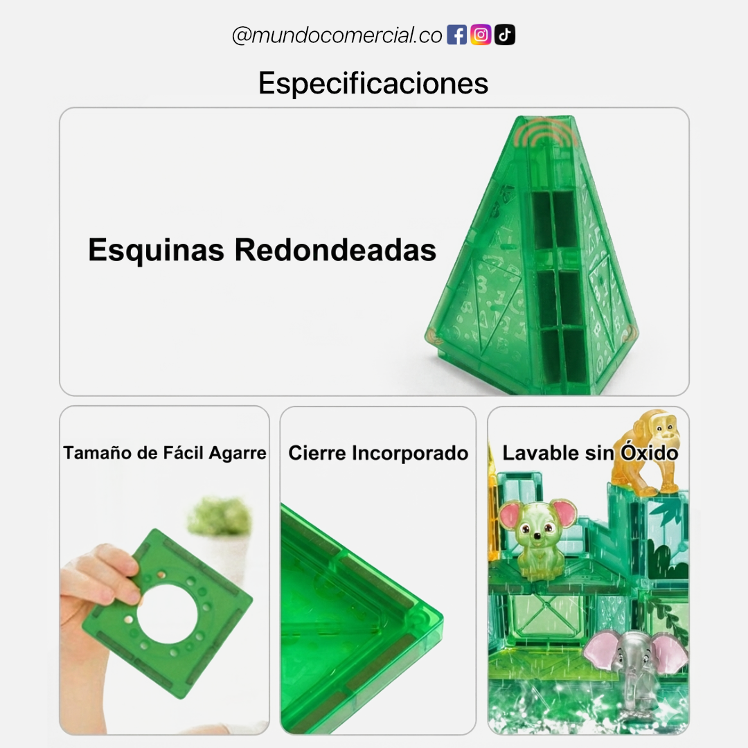 Bloques Magnéticos STEM – Serie Animales del Bosque 40 Piezas 3D