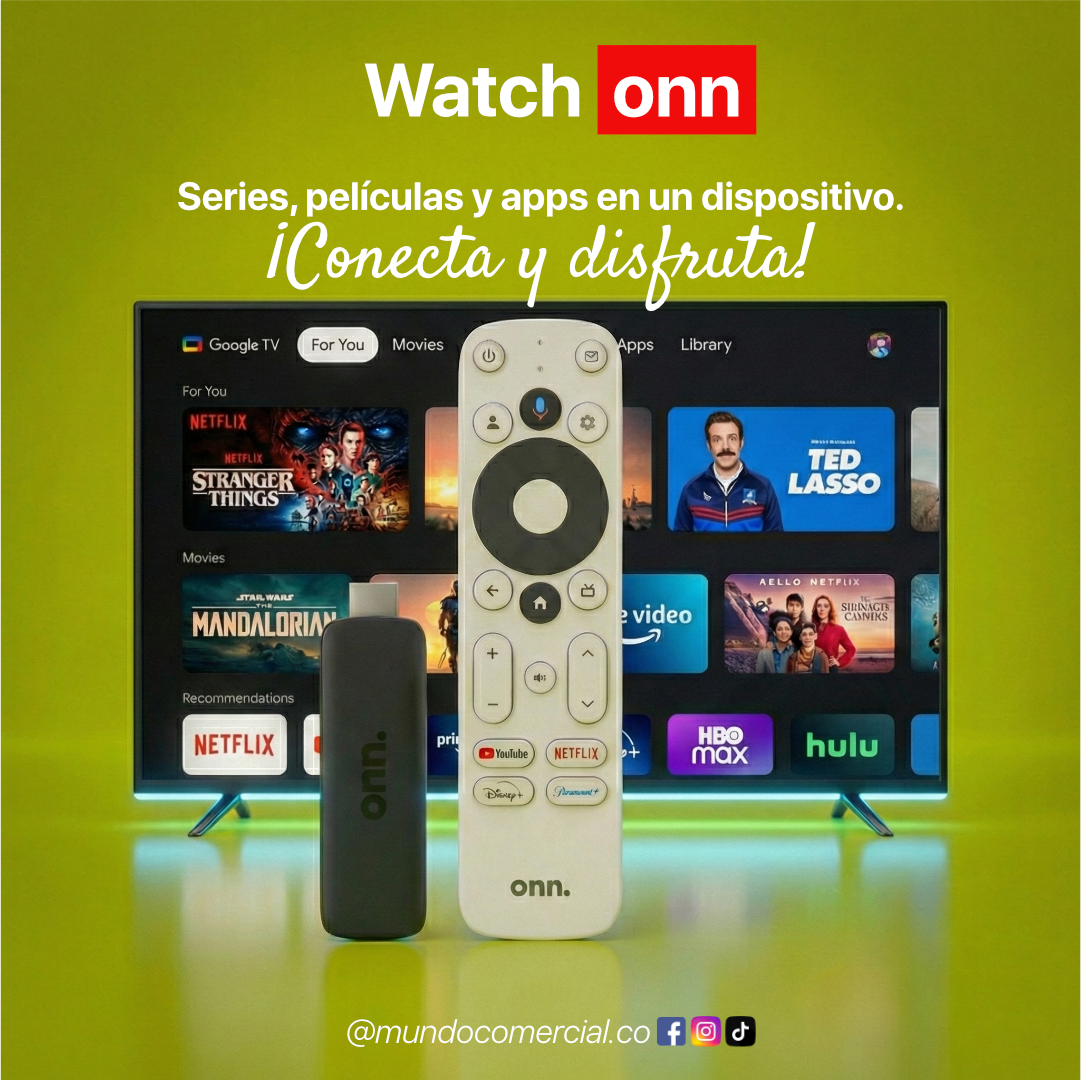 Onn Streaming Stick 2K Full HD con Google TV y Control por Voz – Negro