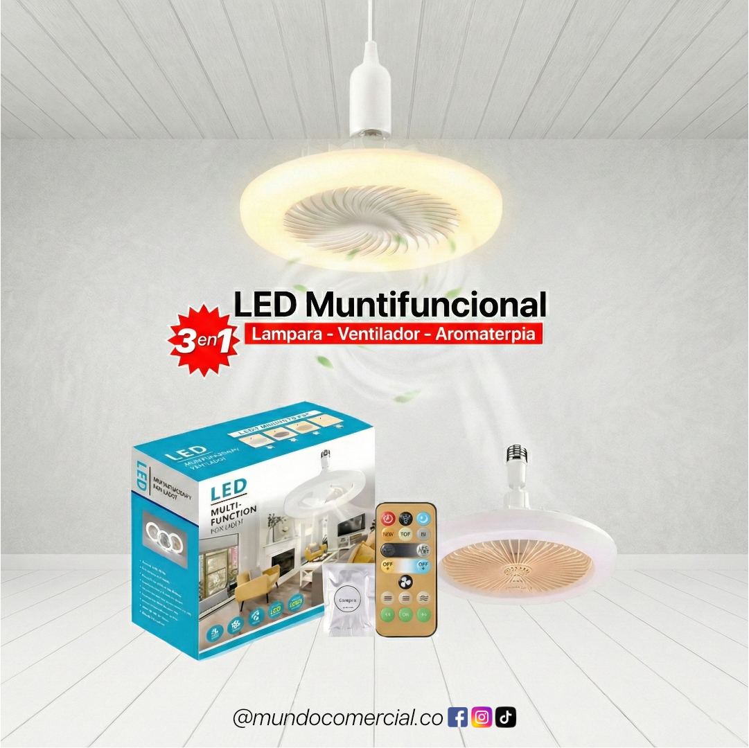 Lámpara LED Multifuncional 3 en 1 – Ventilador, Iluminación y Aromaterapia