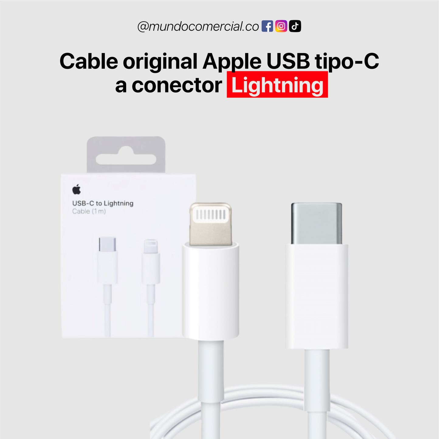Cable Original USB-C a Lightning para Apple – Carga Rápida